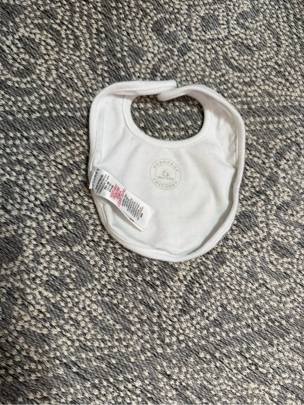 Burberry Baby Bib Size 6 Months Authentic Beige Check Plaid Baby Bib White Trim